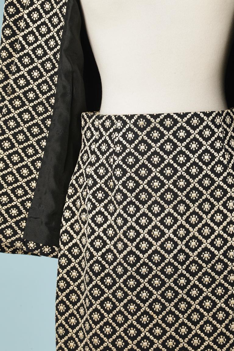 Black and off-white crêpe jacquard cocktail skirt-suit Christian Dior ...