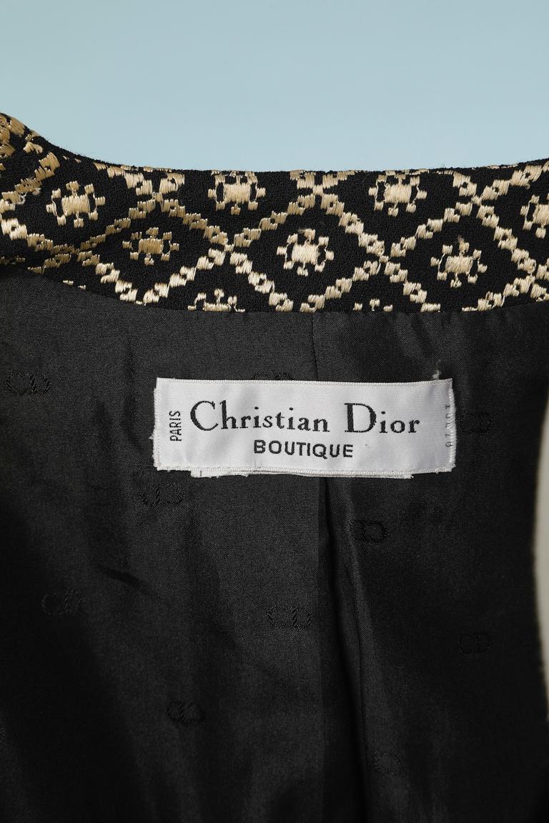 Black and off-white crêpe jacquard cocktail skirt-suit Christian Dior Boutique  For Sale 4