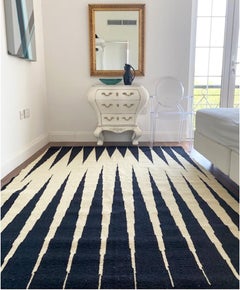 Rug 31st October Wool Black Modern Geometric  Off-White Black Dhurrie Carpet