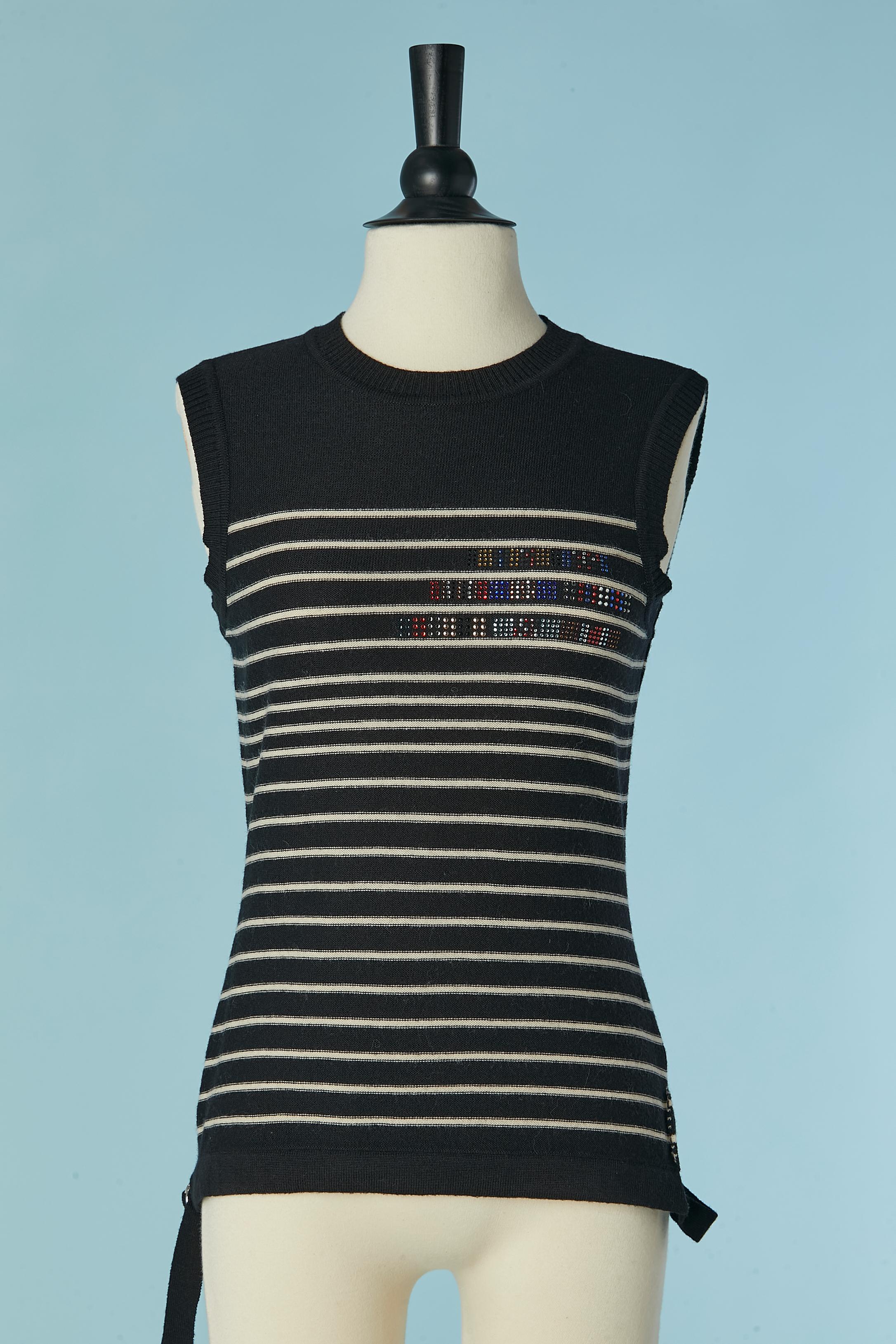 Set di gemelli in maglia nera e bianca con motivo a righe  Sonia Rykiel in vendita 5