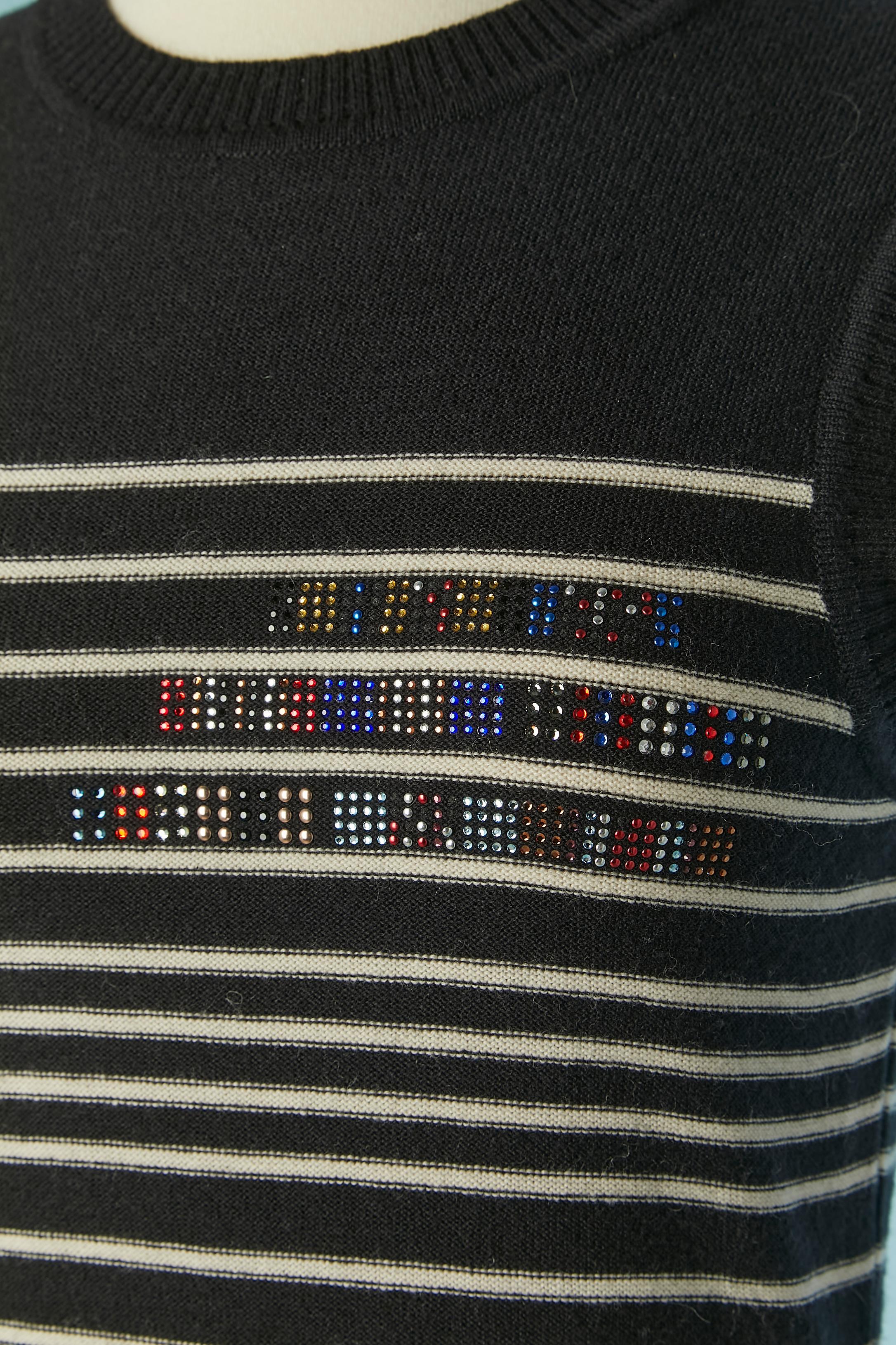 Set di gemelli in maglia nera e bianca con motivo a righe  Sonia Rykiel in vendita 6