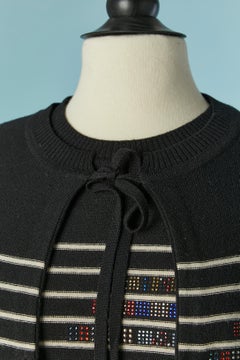 Black and off-white knit twin-set with striped pattern  Sonia Rykiel