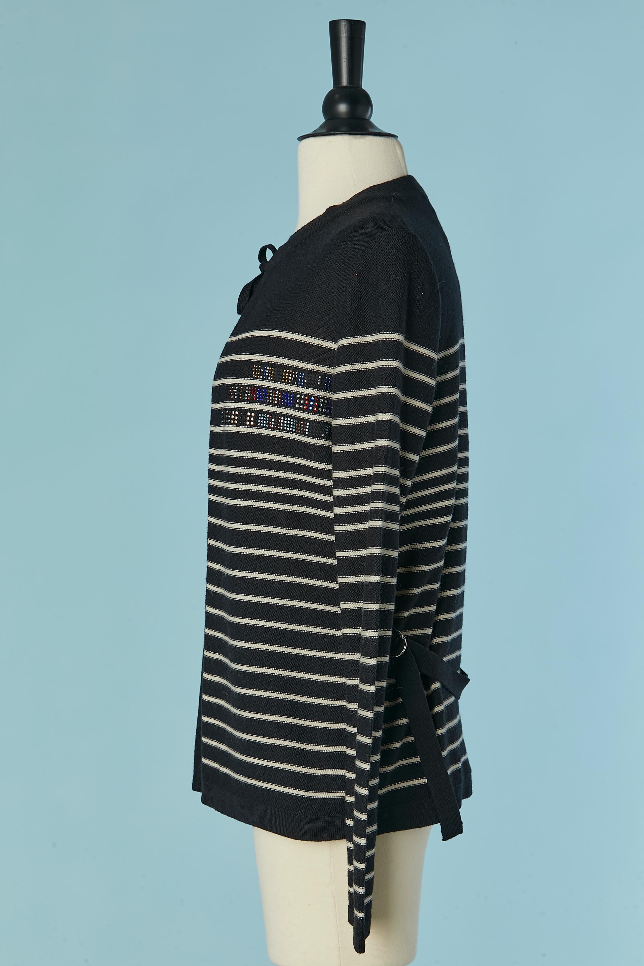 Set di gemelli in maglia nera e bianca con motivo a righe  Sonia Rykiel In condizioni ottime in vendita a Saint-Ouen-Sur-Seine, FR