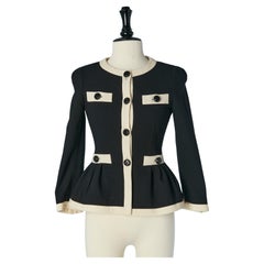 Einreihige Jacke in Schwarz und Off-White MOSCHINO CHEAP AND CHIC
