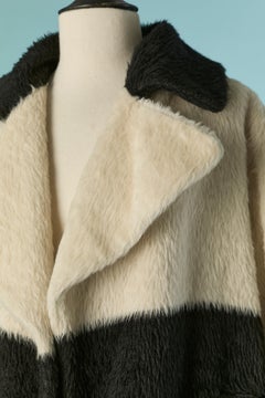Cappotto in lana e alpaca nero e bianco sporco Yves Saint Laurent RIVE Gauche 1992