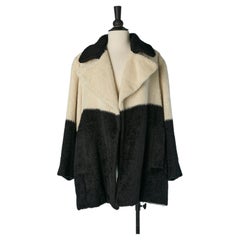 Cappotto in lana e alpaca nero e bianco sporco Yves Saint Laurent RIVE Gauche 1992