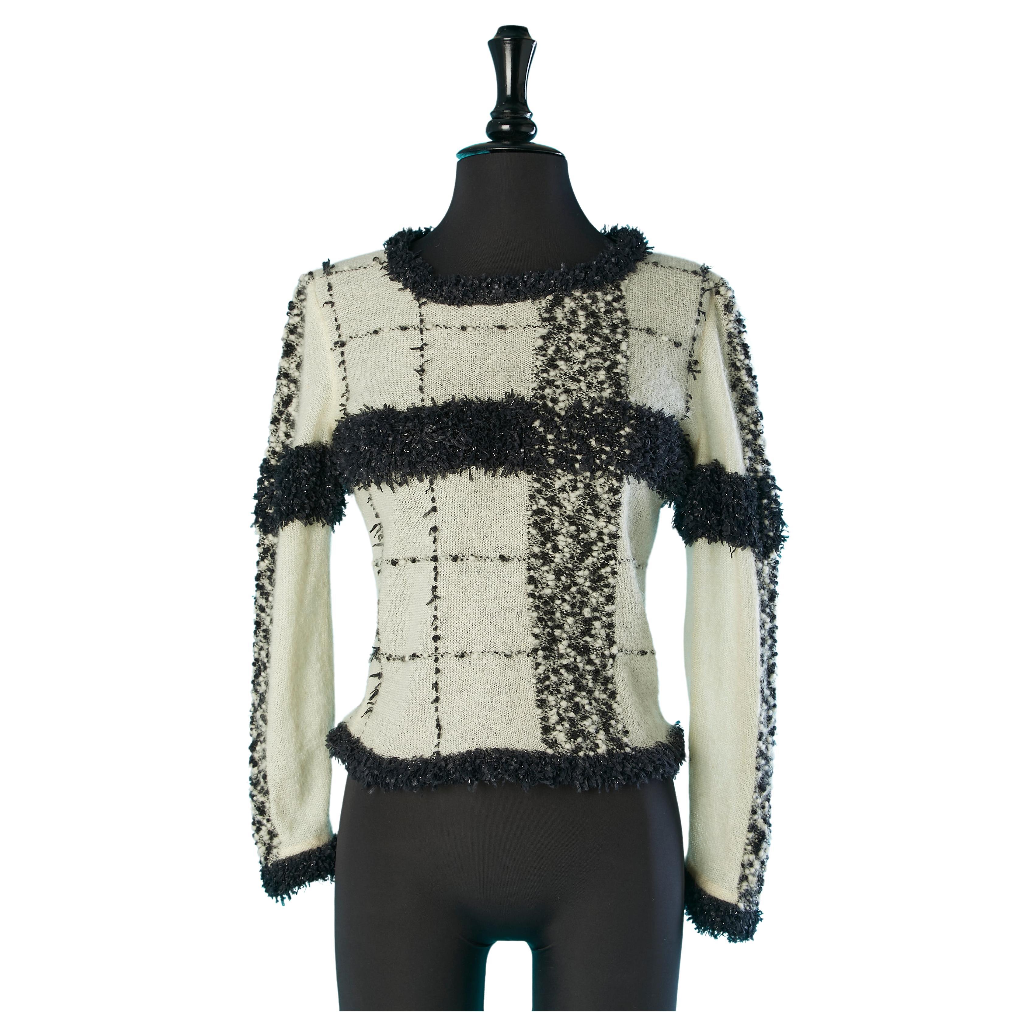 Black and off-white wool and mohair graphic sweater Christian Dior Boutique 