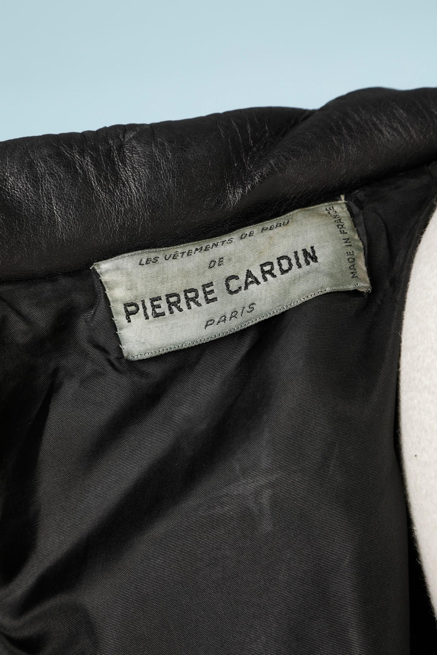 Black and orange leather 60's coat Pierre Cardin  4