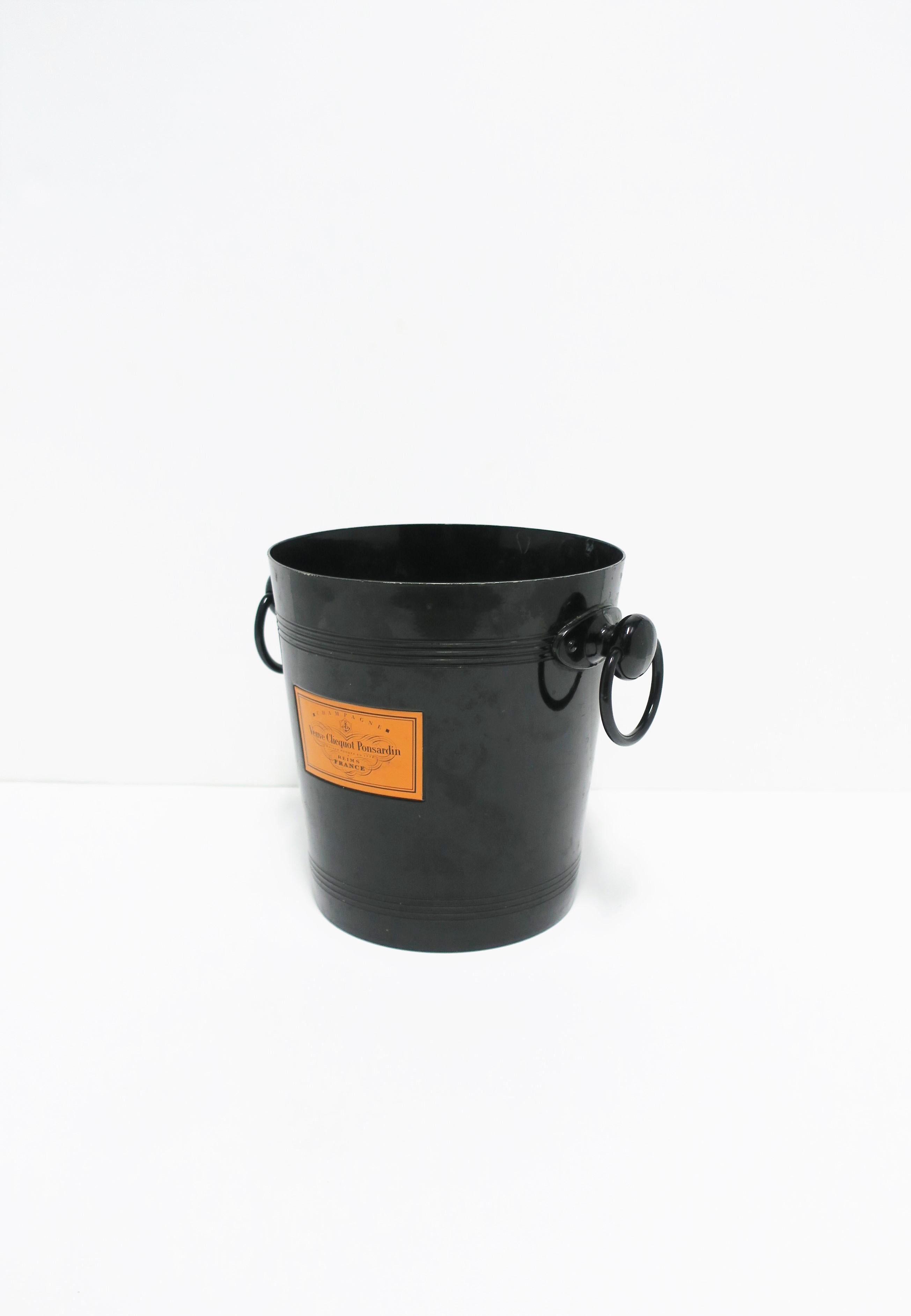 Enameled Black and Orange Veuve Clicquot French Champagne Cooler Bucket