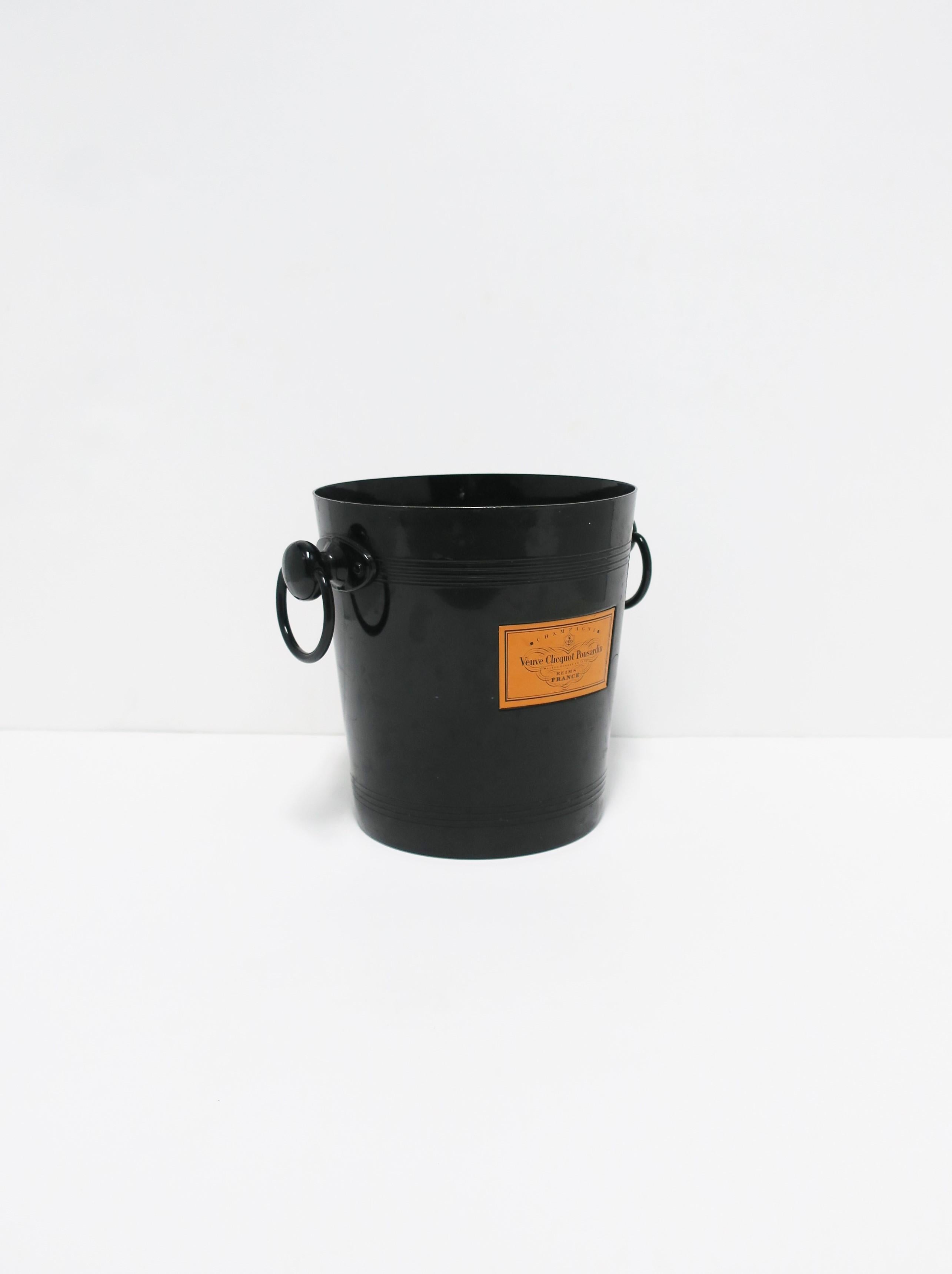 Late 20th Century Black and Orange Veuve Clicquot French Champagne Cooler Bucket