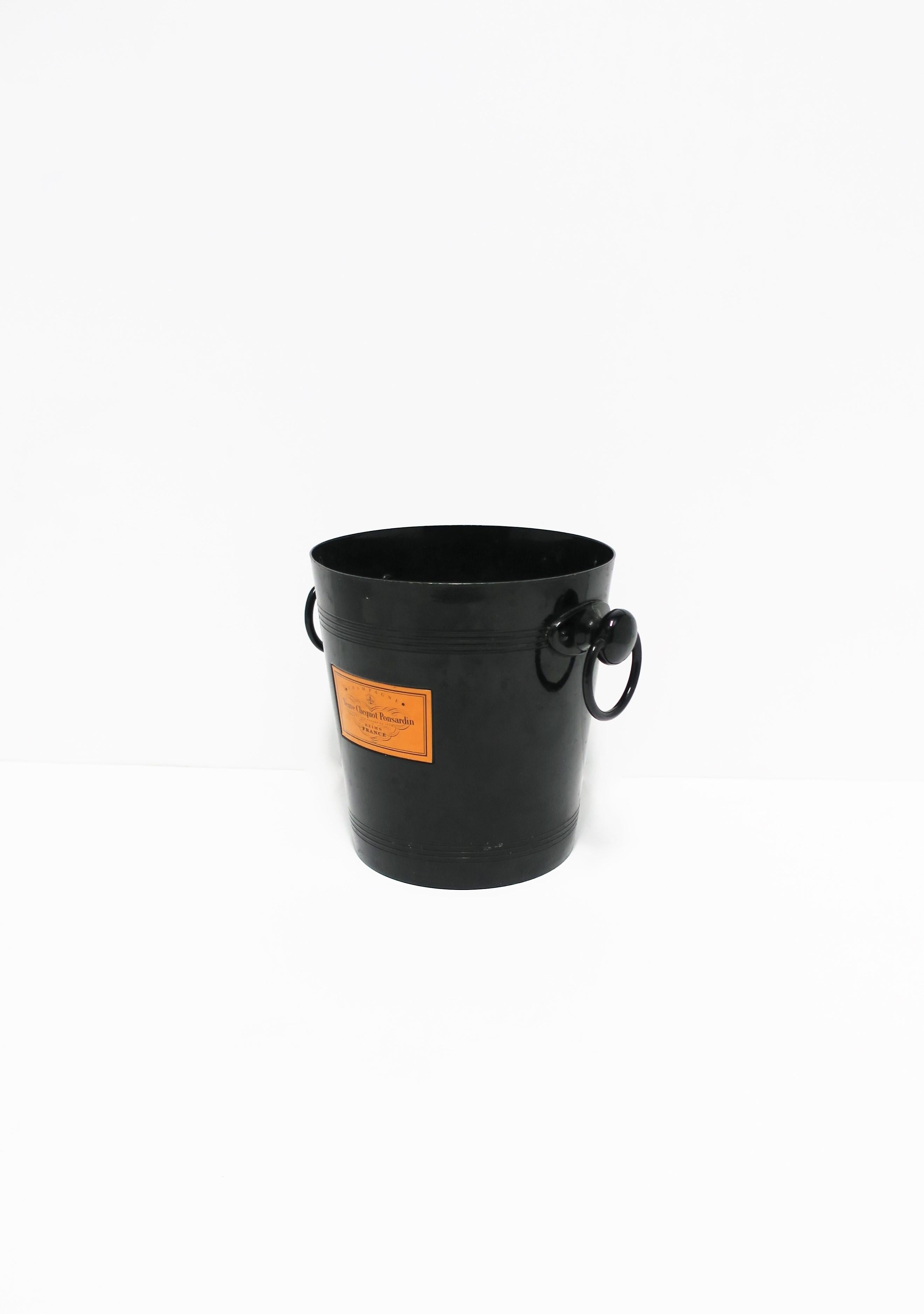 Metal Black and Orange Veuve Clicquot French Champagne Cooler Bucket