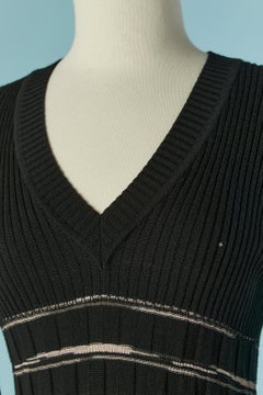 Black and pale pink rayon and cotton knit dress MISSONI