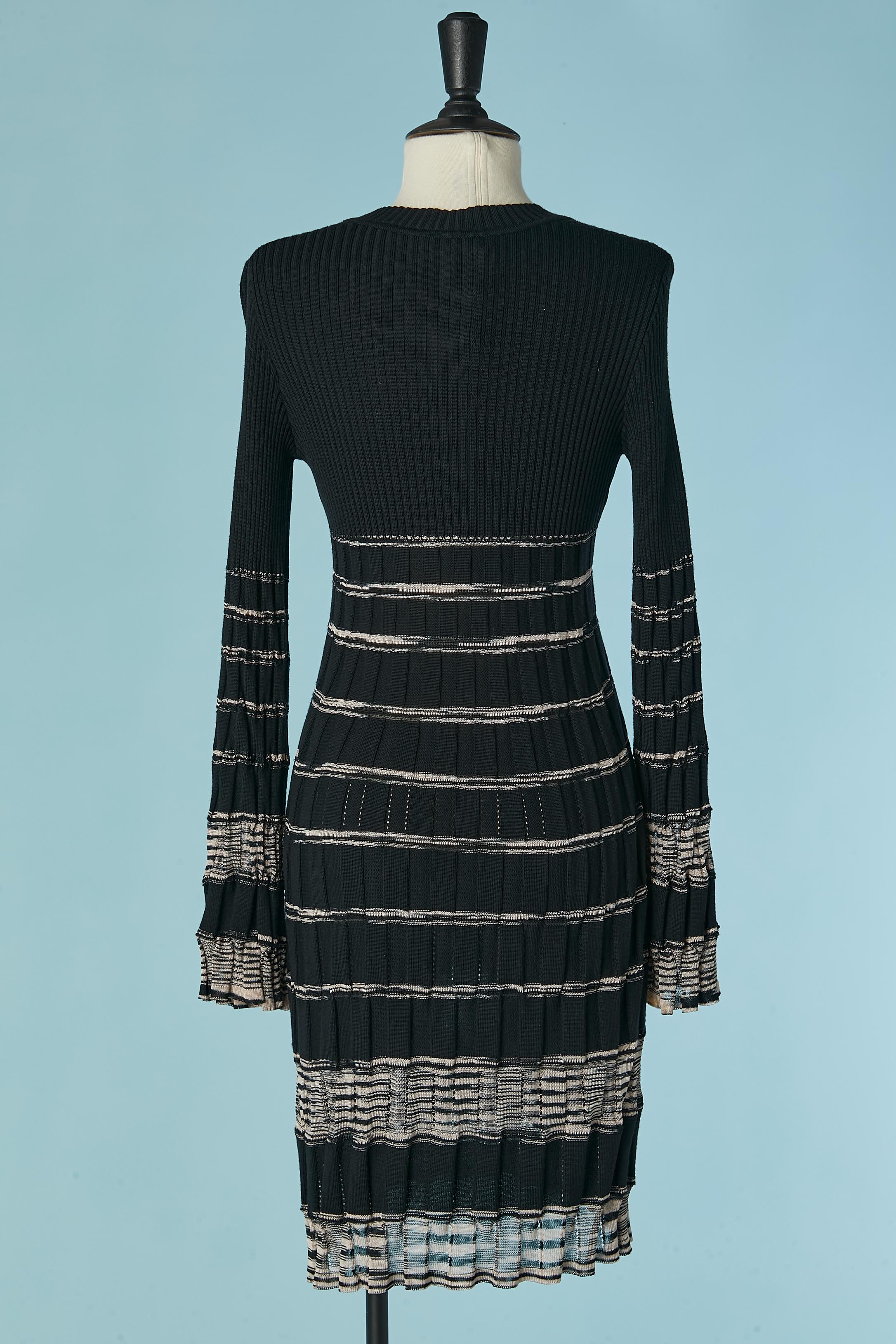 Robe en rayonne et coton noir et rose pâle MISSONI en vente 1