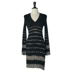 Black and pale pink rayon and cotton knit dress MISSONI