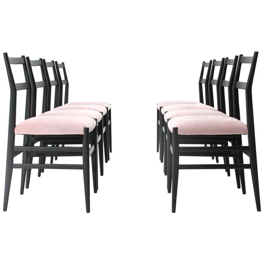 Black and Pink ‘Leggera’ Chairs by Gio Ponti for Cassina, 1950s, Set of 8