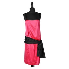 Vintage Black and pink silk dress Yves Saint Laurent Variation 