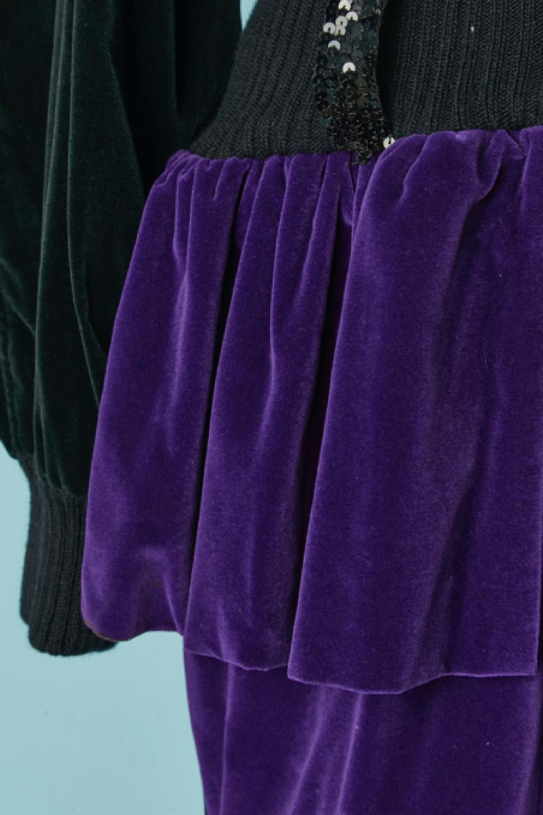 Schwarz-lila Kleid JEAN-REMY DAUMAS im Zustand „Hervorragend“ im Angebot in Saint-Ouen-Sur-Seine, FR