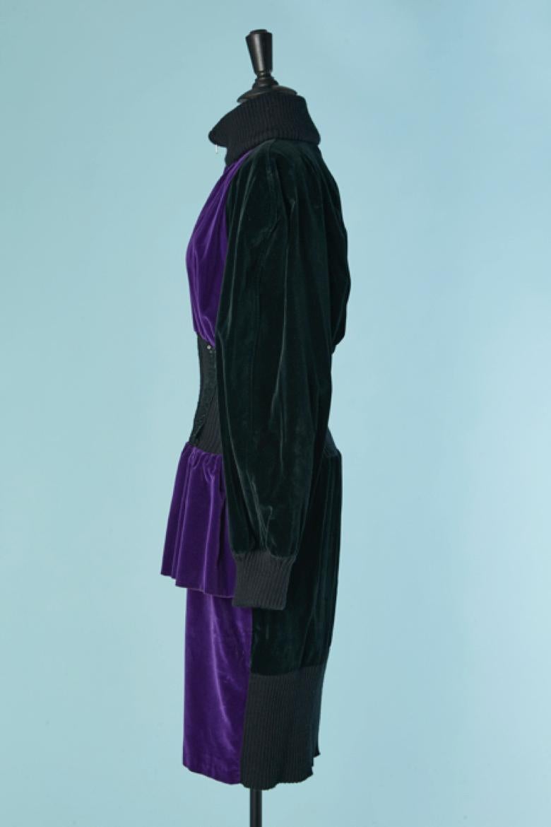 Schwarz-lila Kleid JEAN-REMY DAUMAS im Angebot 1