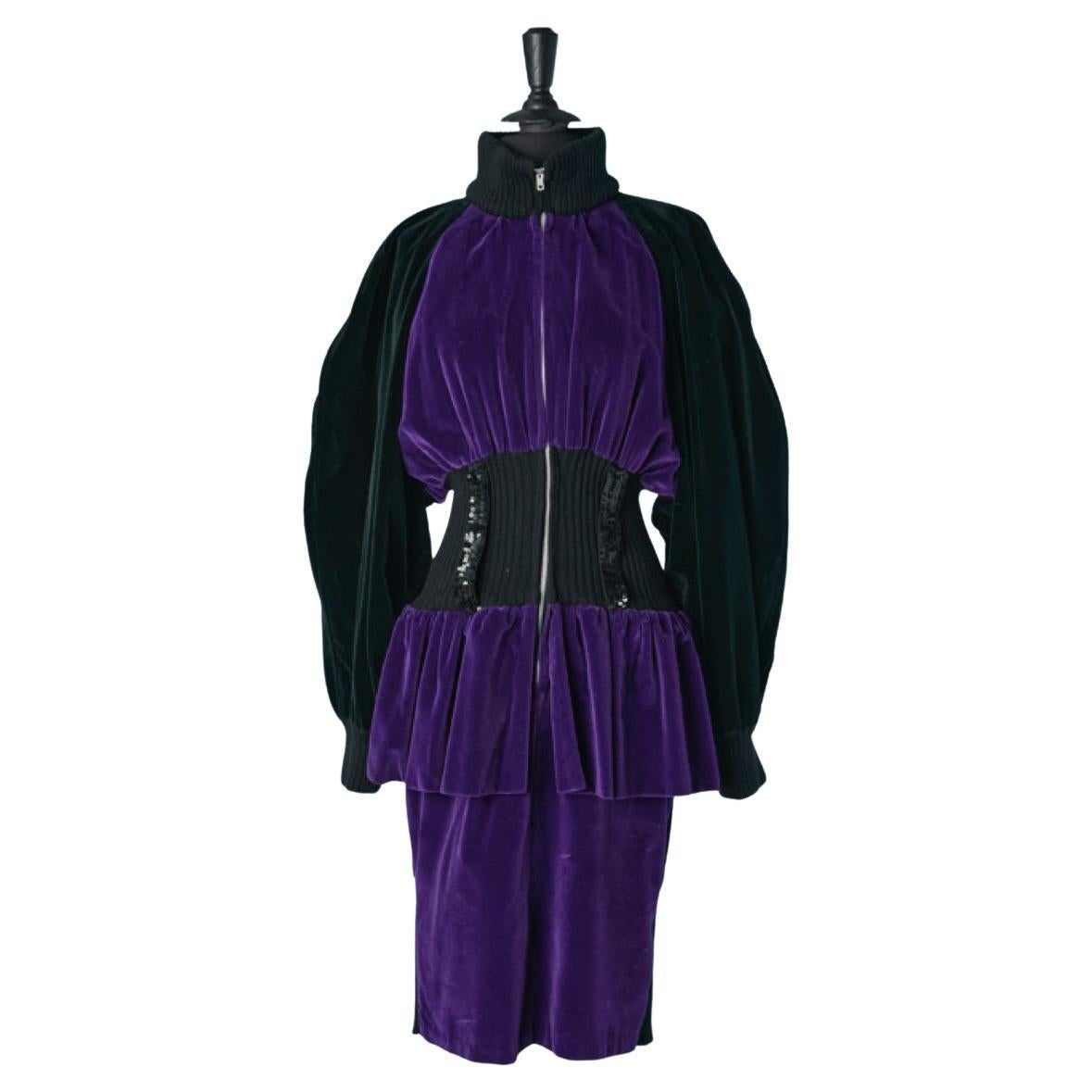 Schwarz-lila Kleid JEAN-REMY DAUMAS im Angebot