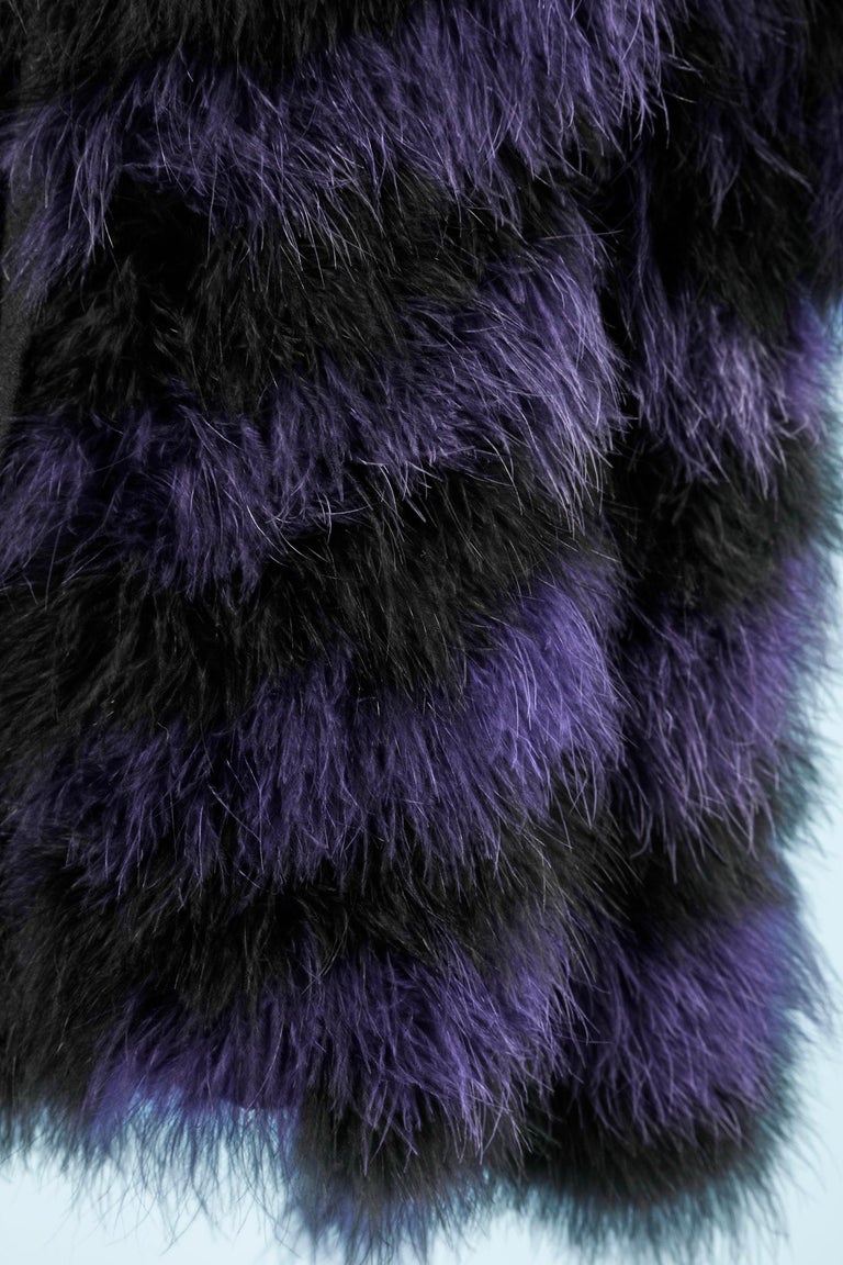 Black and purple feather coat Chantal Thomass  In Excellent Condition For Sale In Saint-Ouen-Sur-Seine, FR