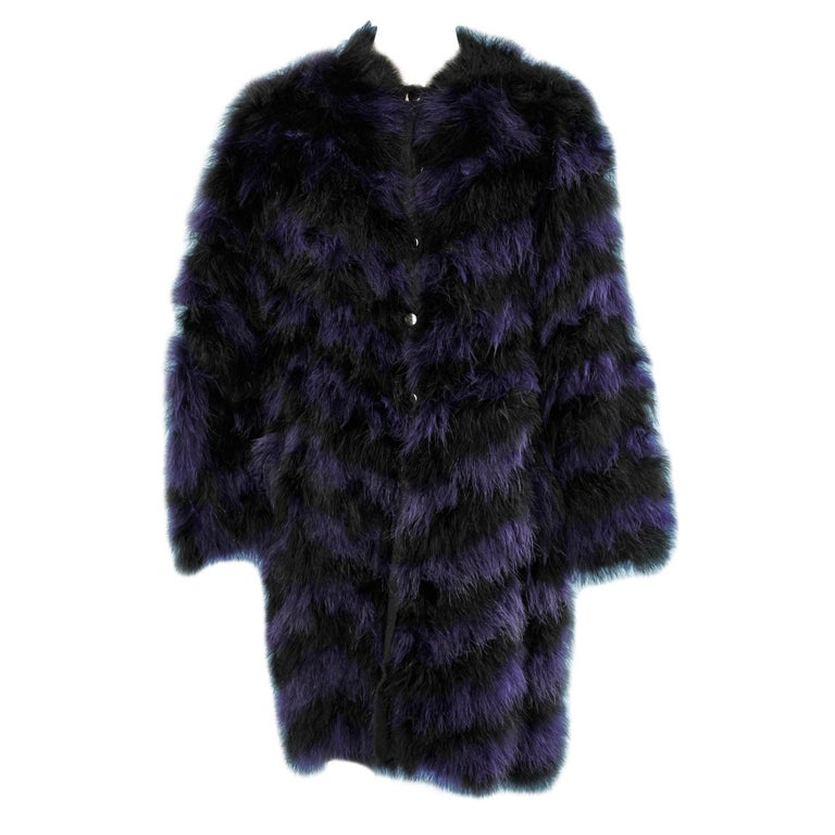 Black and purple feather coat Chantal Thomass  For Sale