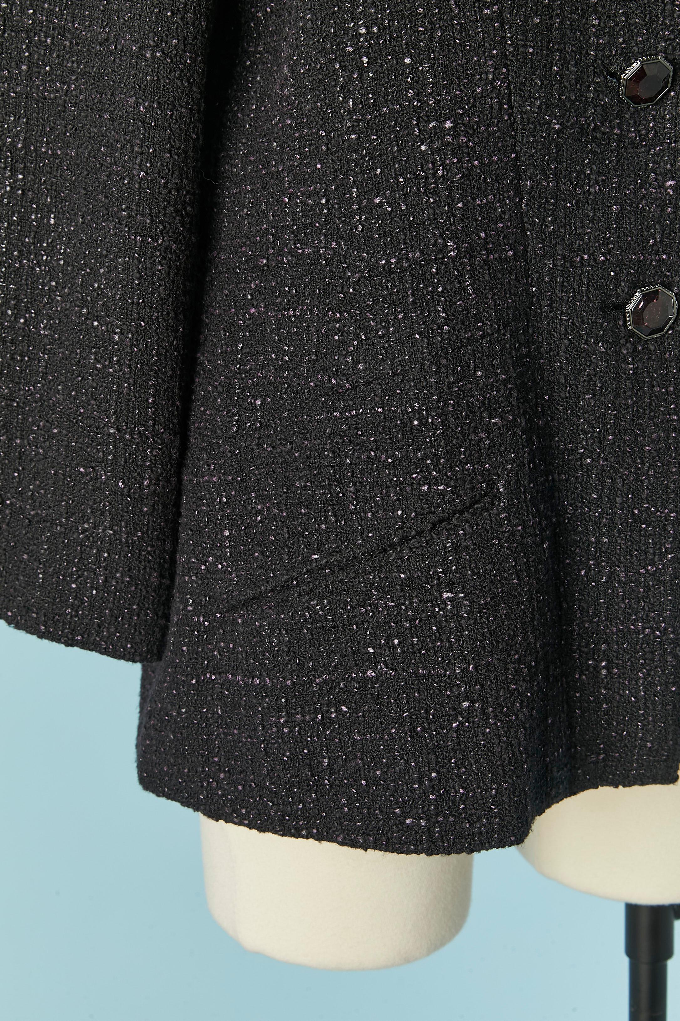 Giacca monopetto in tweed nero e viola Chanel In condizioni ottime in vendita a Saint-Ouen-Sur-Seine, FR