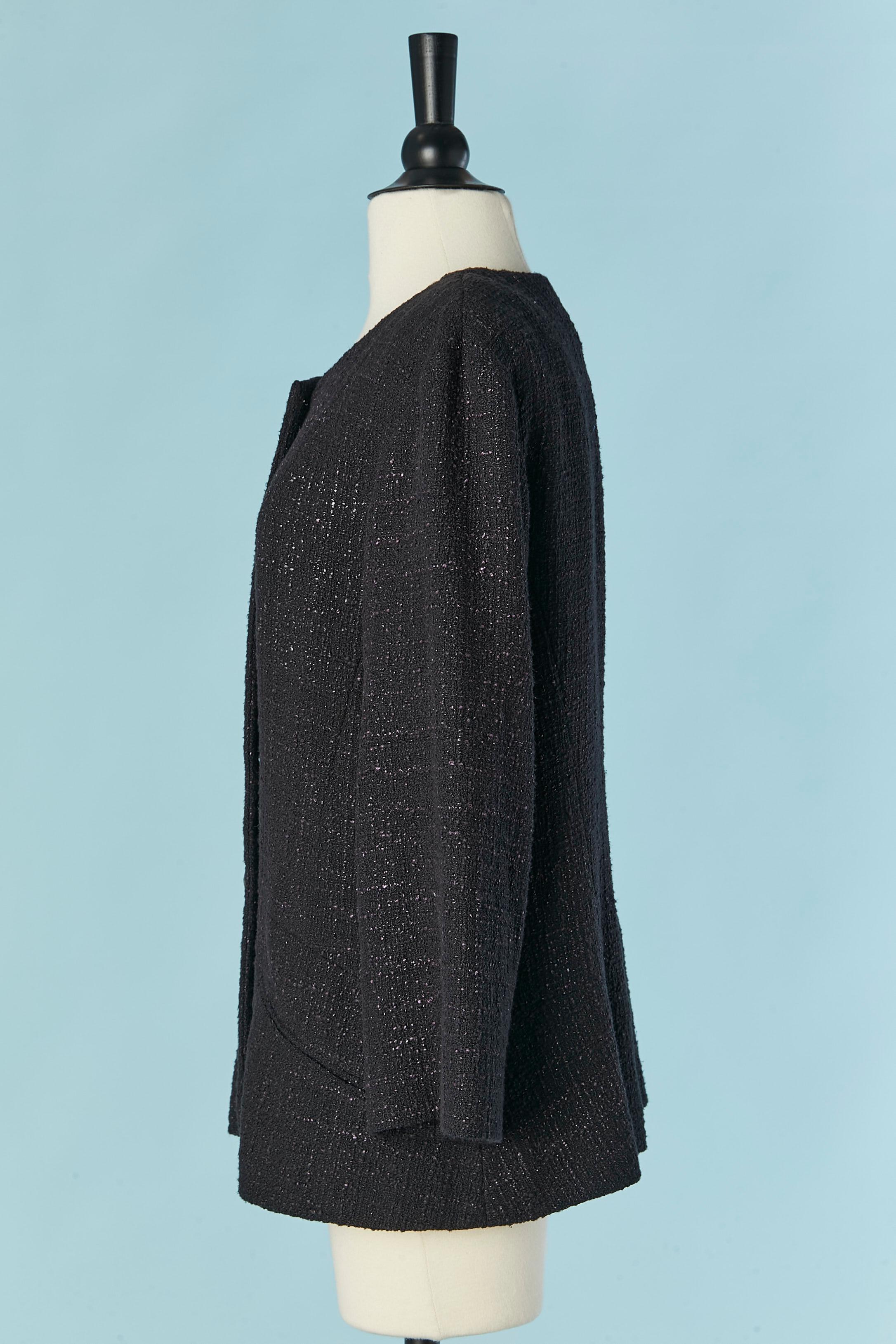 Giacca monopetto in tweed nero e viola Chanel in vendita 1