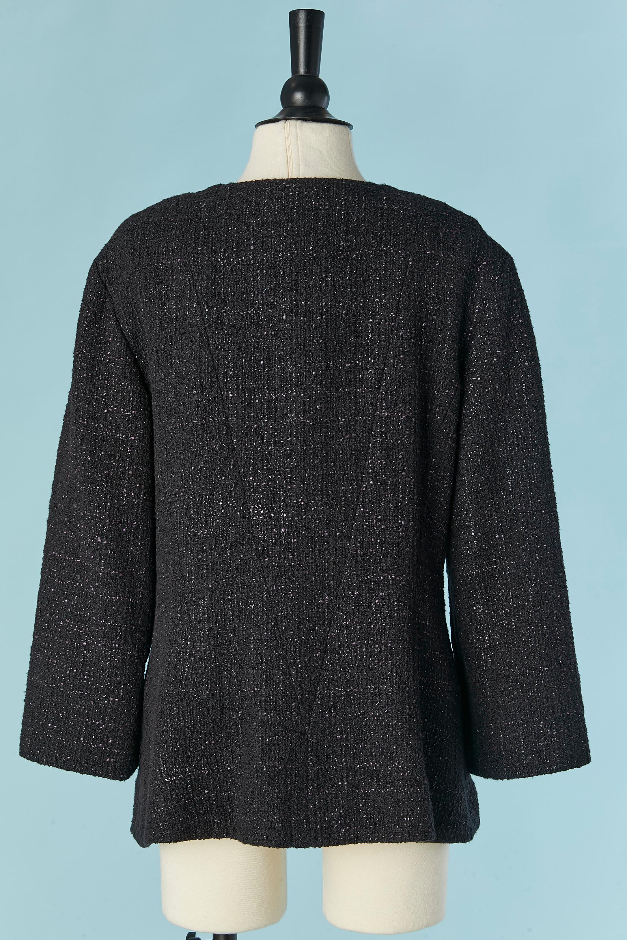 Giacca monopetto in tweed nero e viola Chanel in vendita 2