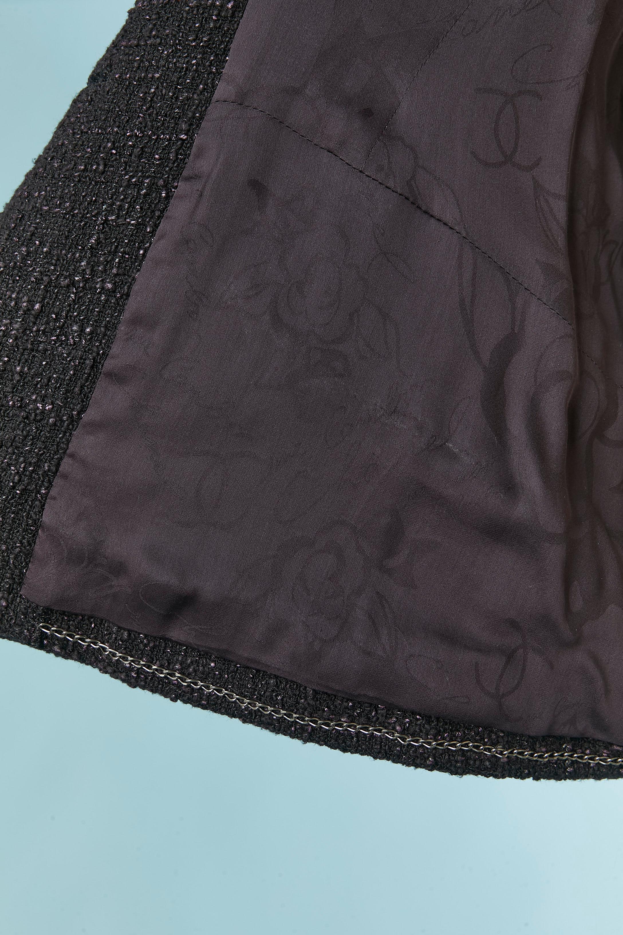 Giacca monopetto in tweed nero e viola Chanel in vendita 3