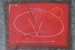 composition noire et rouge, lithographie vintage encadrée