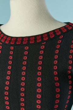 Black and red jersey jacquard cocktail dress ALAIA