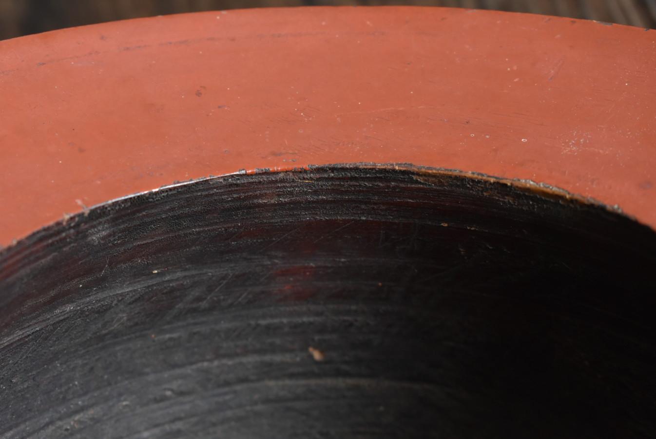 Black and Red Lacquered Japanese Antique Wooden Bowl / 1800s / Mingei 10