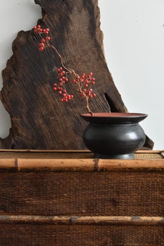 Black and Red Lacquered Japanese Antique Wooden Bowl / 1800s / Mingei