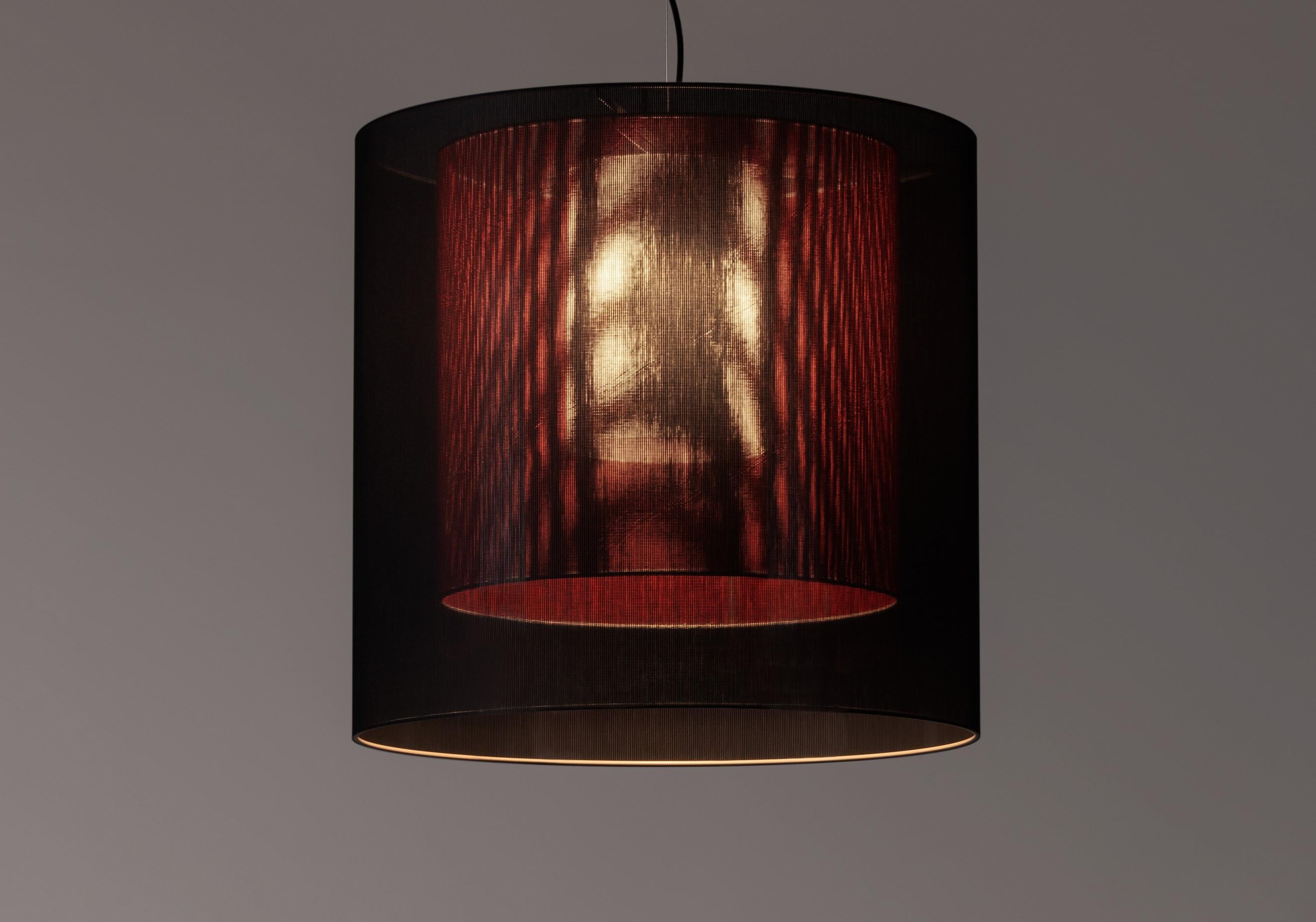 Modern Black and Red Moaré LM Pendant Lamp by Antoni Arola For Sale