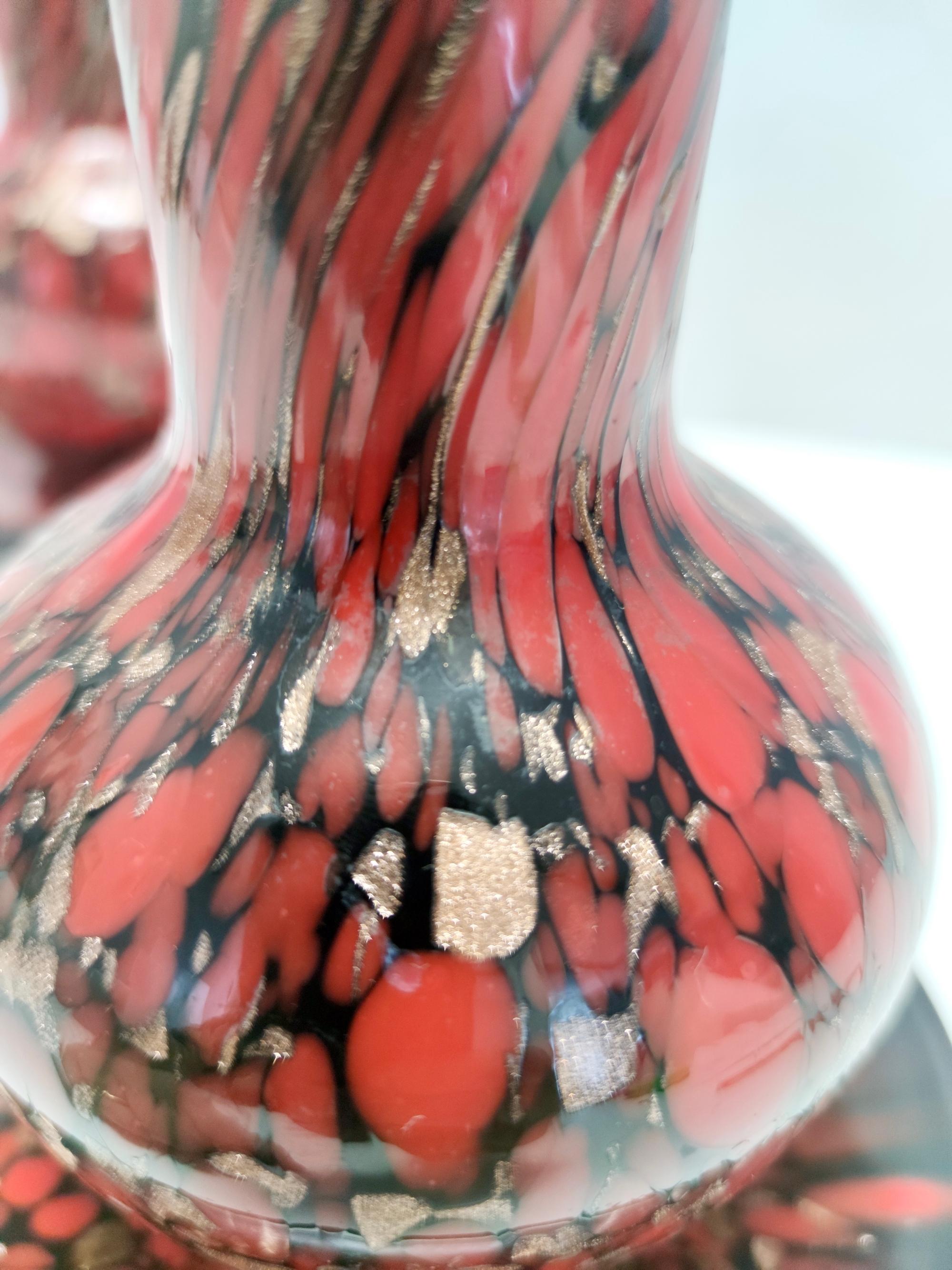 Vasen aus schwarzem und rotem Muranoglas von Vincenzo Nason mit Bronze-Aventurin-Glas im Angebot 4