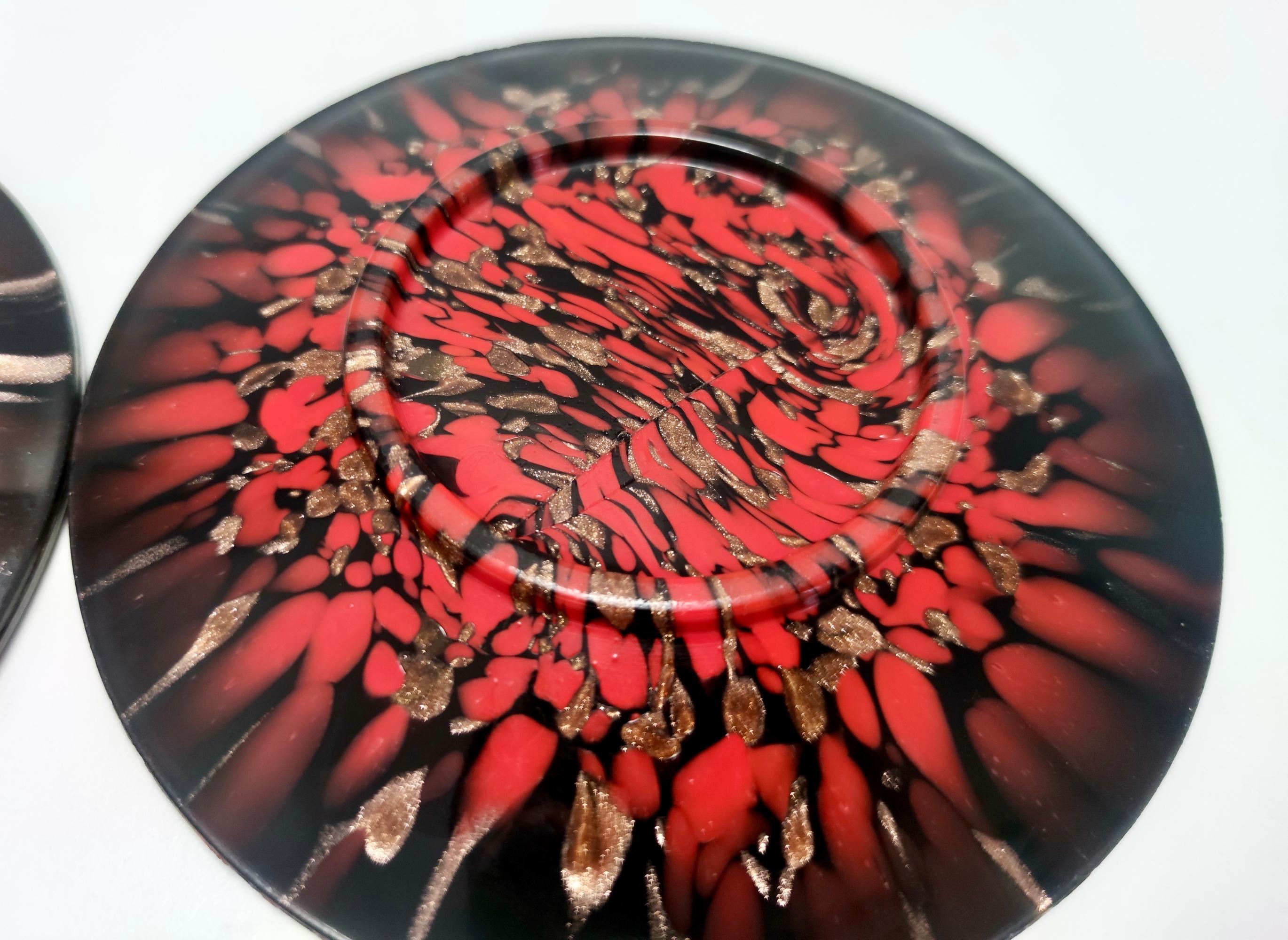 Vasen aus schwarzem und rotem Muranoglas von Vincenzo Nason mit Bronze-Aventurin-Glas im Angebot 8