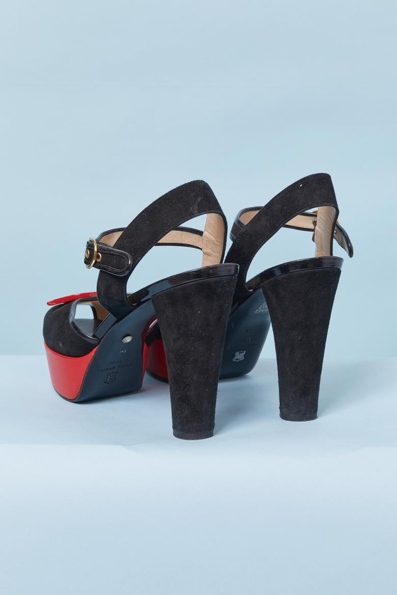 Sandalias plateadas negras y rojas con labios rojos SONIA RYKIEL en Excelente estado para la venta en Saint-Ouen-Sur-Seine, FR