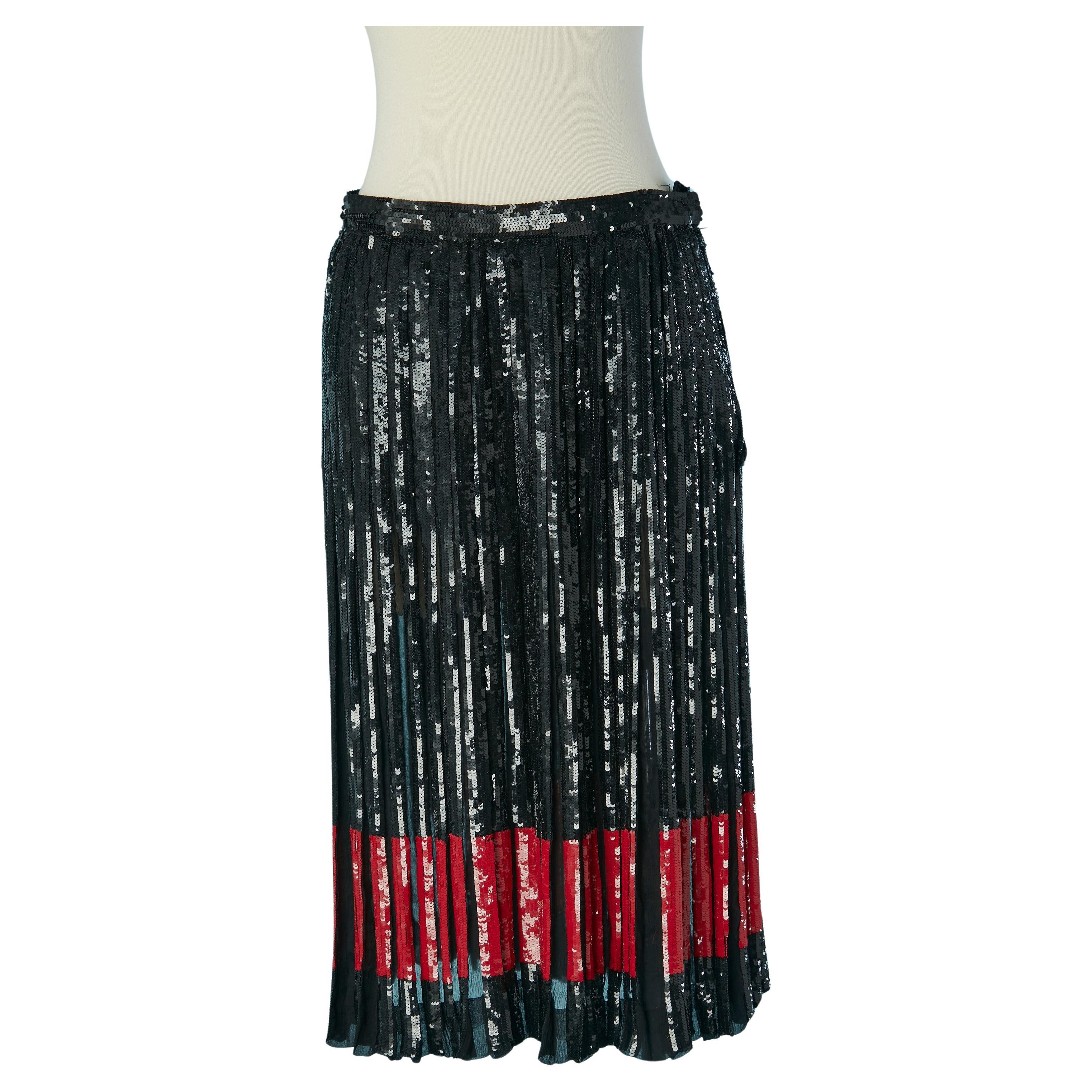 Black and red sequin see-through skirt VALENTINO NIGHT
