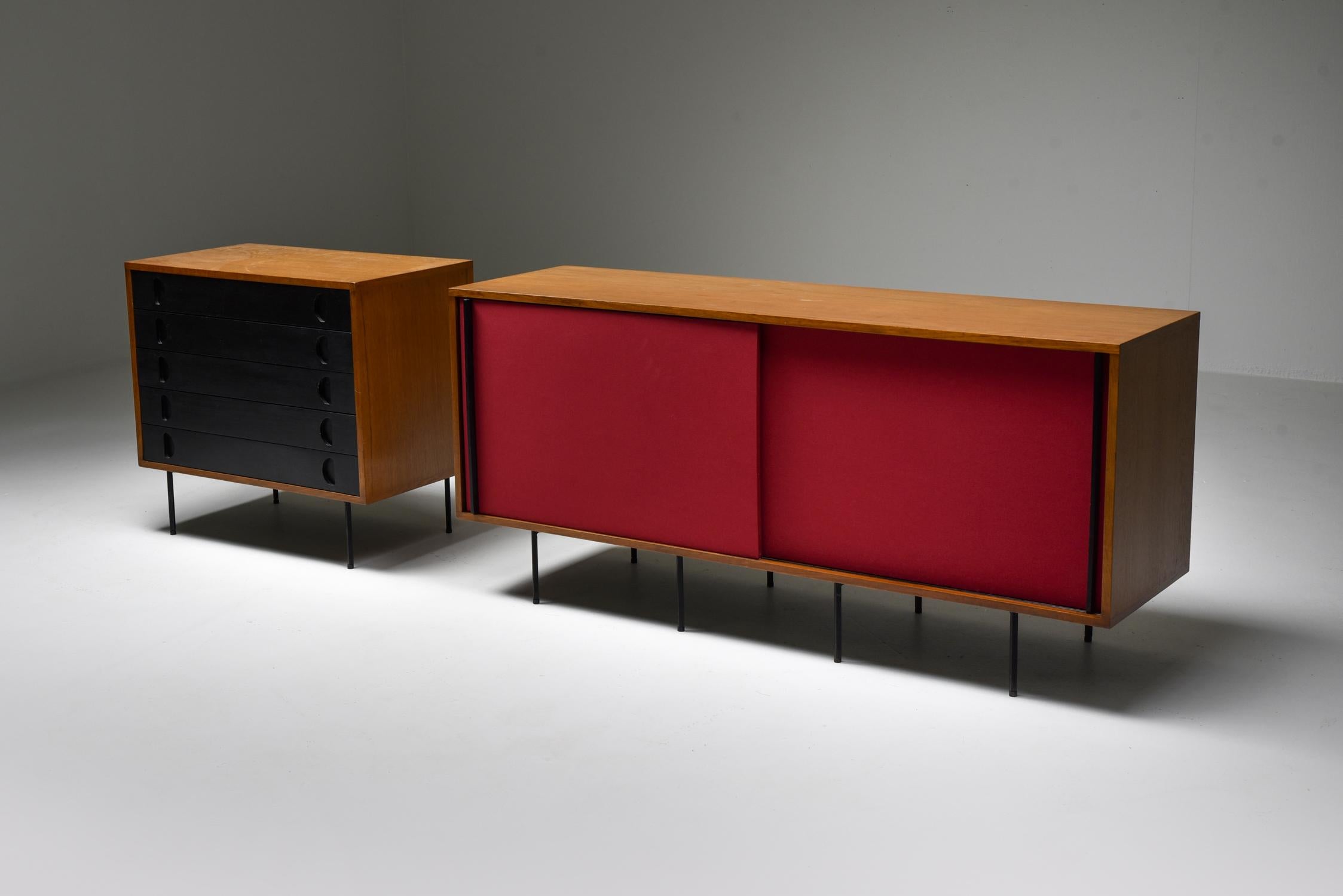 Mid-Century Modern Black and Red Sideboard by Franco Campo and Carlo Graffi