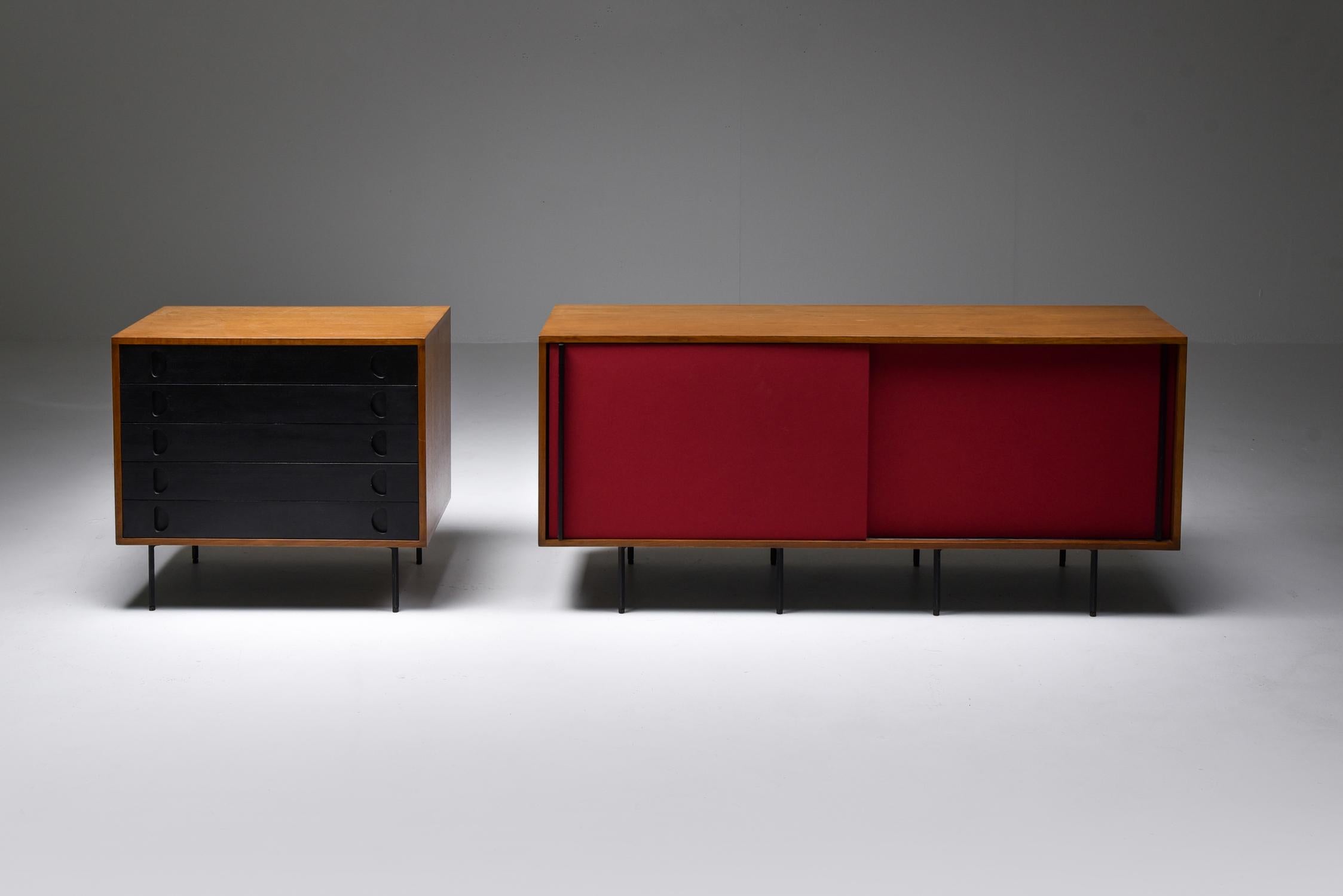 Italian Black and Red Sideboard by Franco Campo and Carlo Graffi