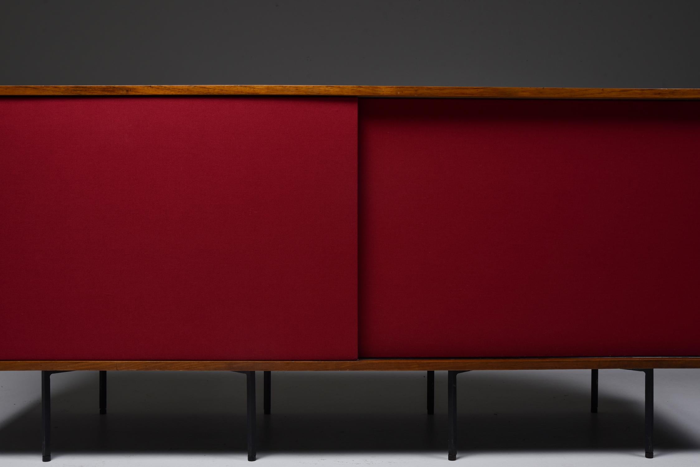 Metal Black and Red Sideboard by Franco Campo and Carlo Graffi