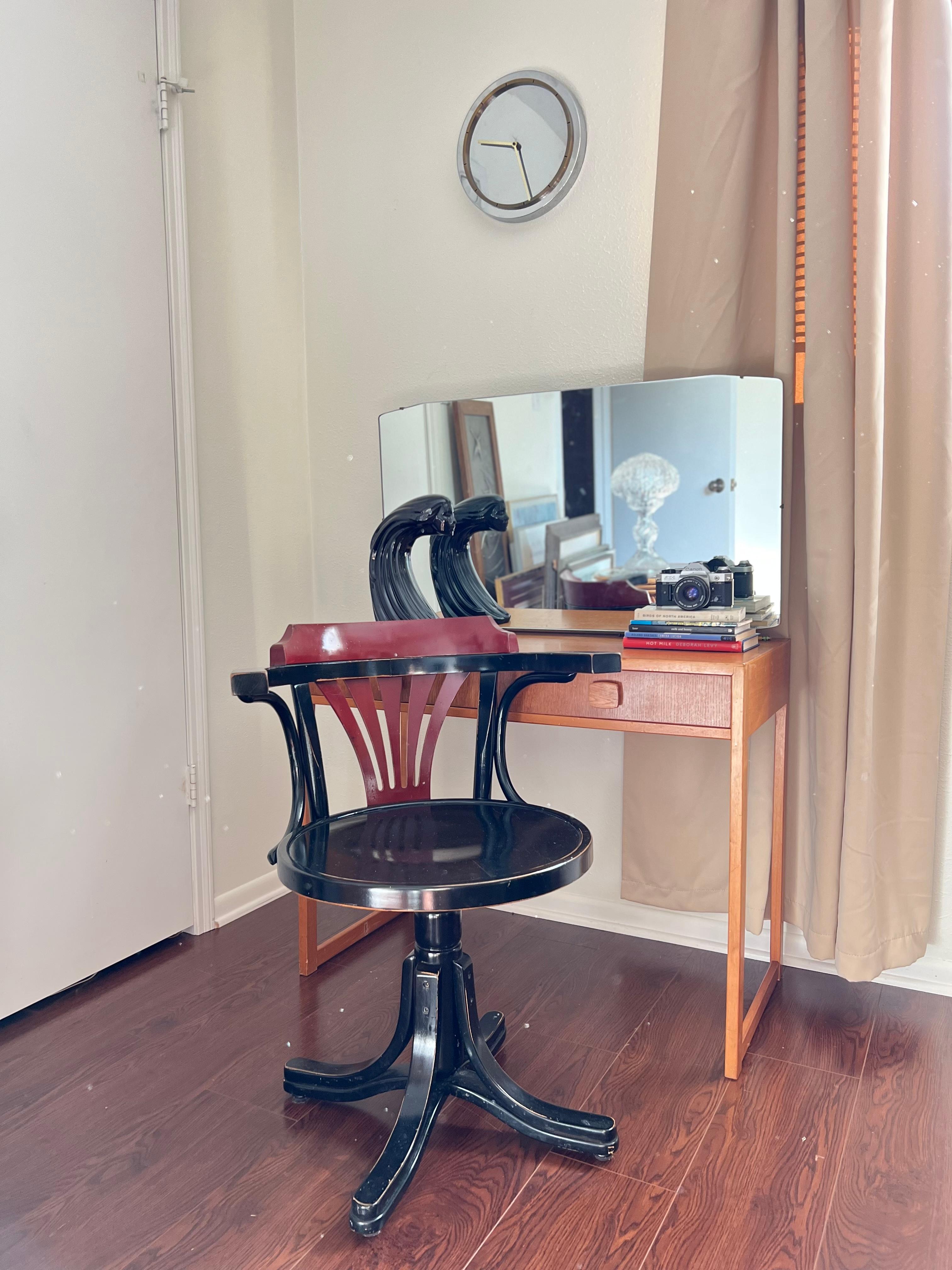 Black and Red Thonet Style Swivel Desk Chair by Pursers 4