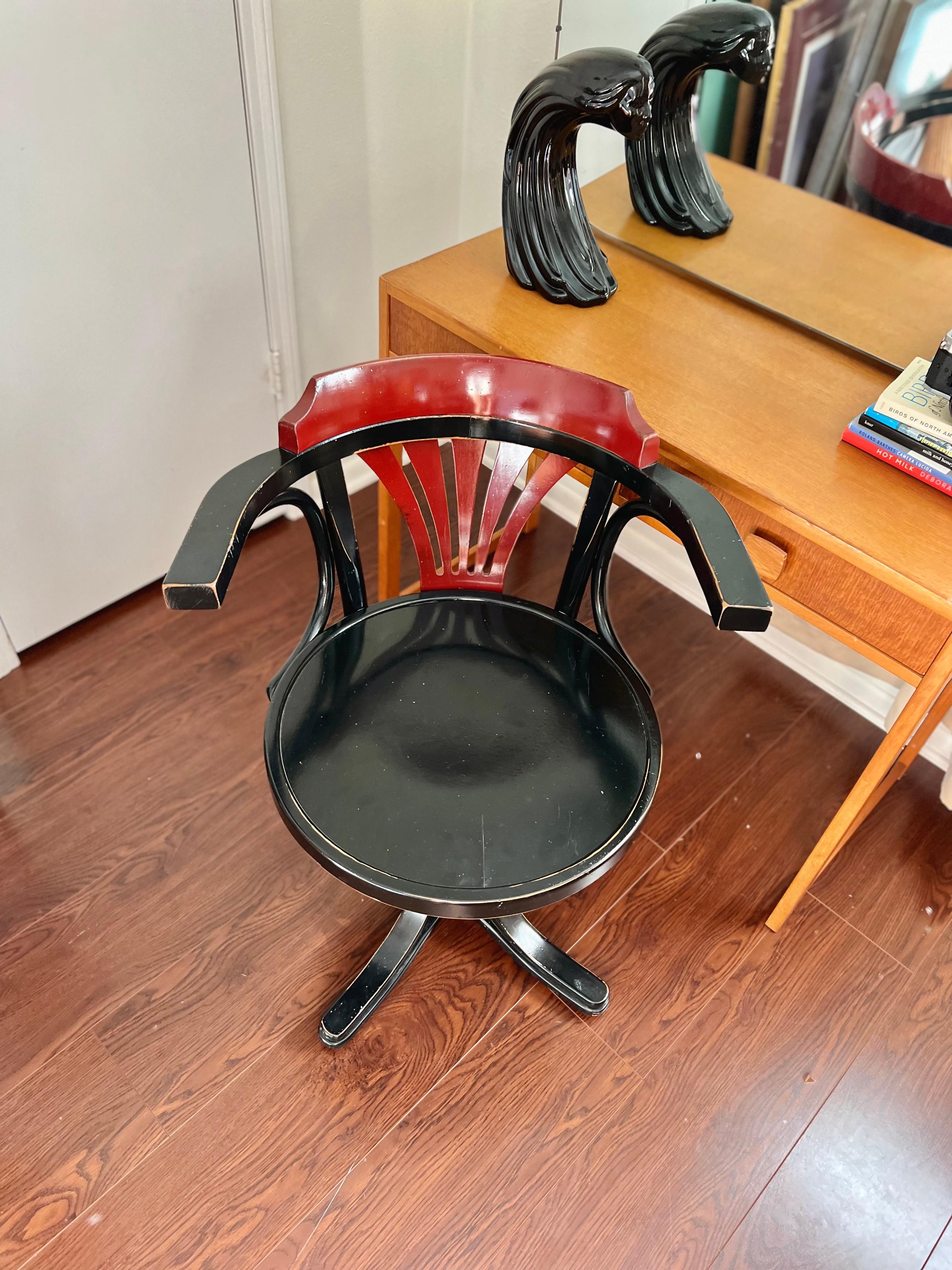 Black and Red Thonet Style Swivel Desk Chair by Pursers 3