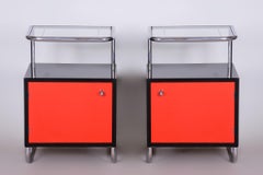 Black and Red Vichr a Spol Bedside Tables, 1930s Czechia