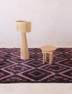 Black and Red Vintage Moroccan Beni M'Guild Rug with Berber Diamond Design