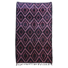 Black and Red Vintage Moroccan Beni M'Guild Rug with Berber Diamond Design