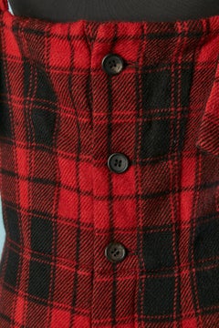 Salopette in lana tartan nera e rossa Yohji Yamamoto