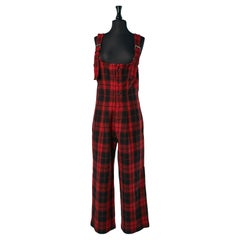 Salopette in lana tartan nera e rossa Yohji Yamamoto