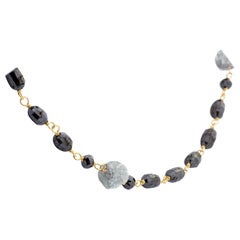Alex Jona Collier en or blanc 18 carats avec diamants noirs et gris glace brut