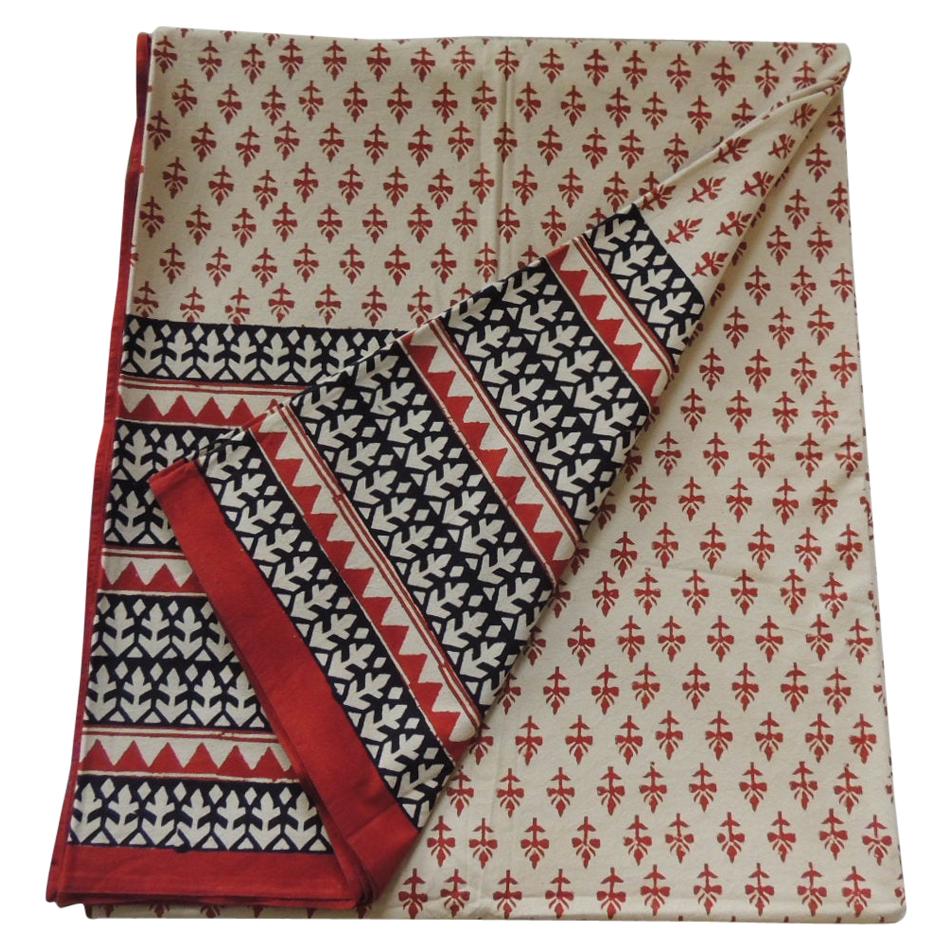 Black and Rust Hand-Blocked Indian Coverlet